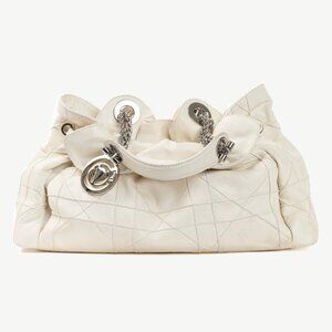 Christian Dior Le Trente White Cannage Leather Ruffle Tote